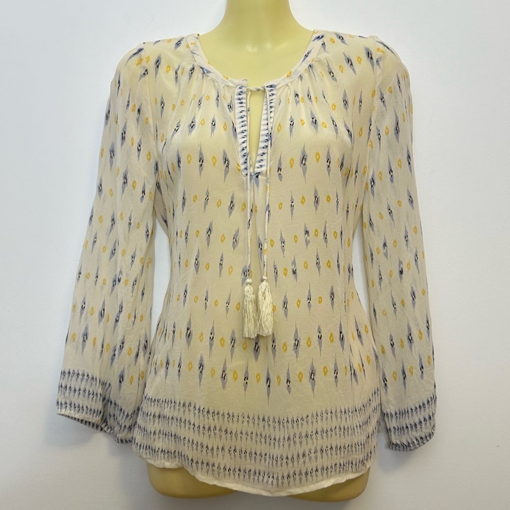 Joie Semi-sheer Cream Silk Blouse size S